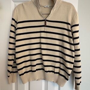 John Galt Cream Zip Sweater